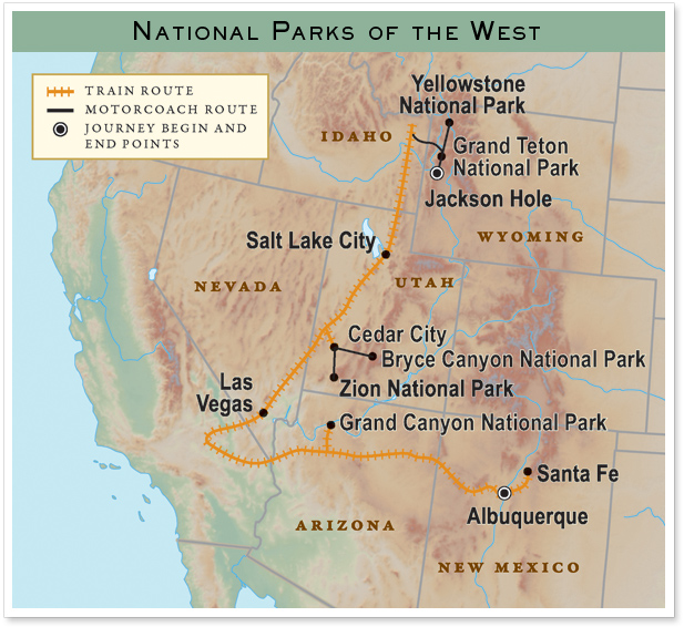 Route Map - National Parks Train Journey